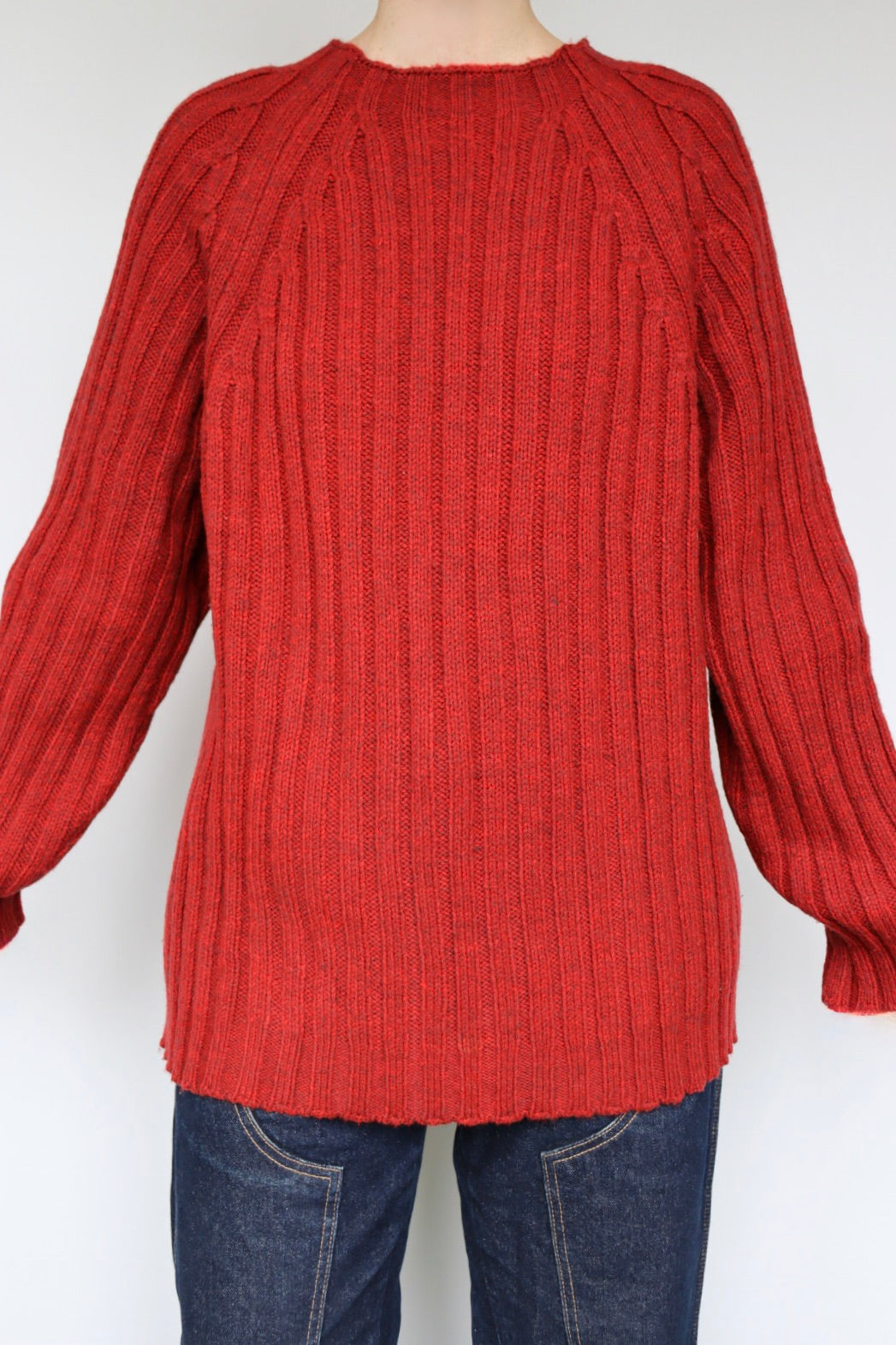 The Red Raglan - vintage knitted sweater - S up to XL