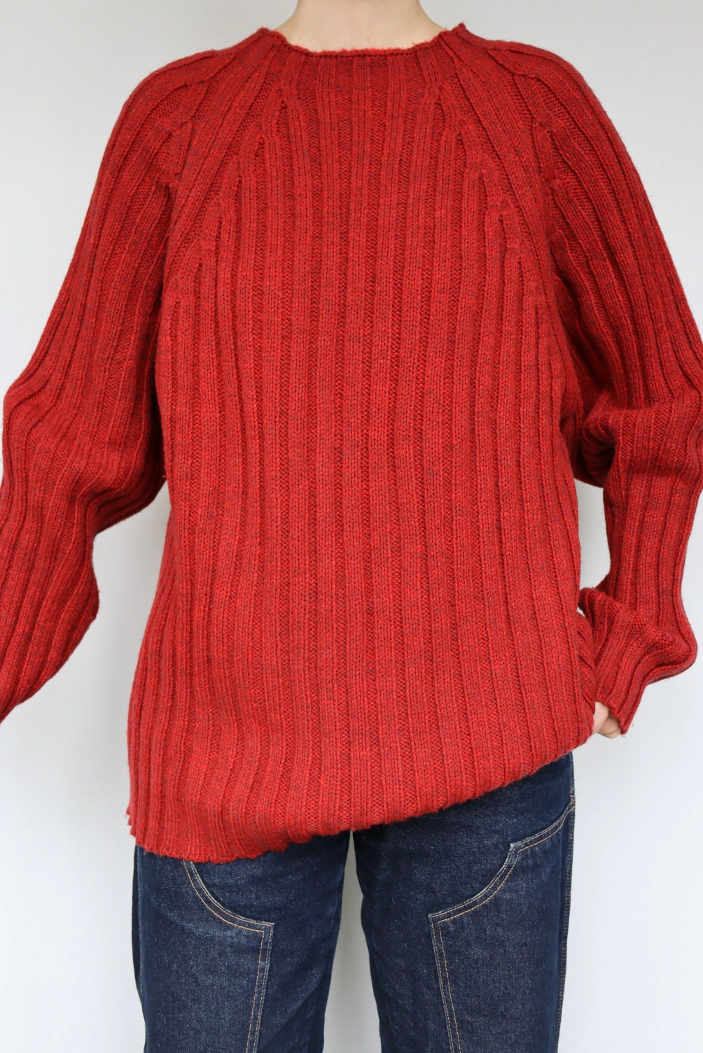 The Red Raglan - vintage knitted sweater - S up to XL