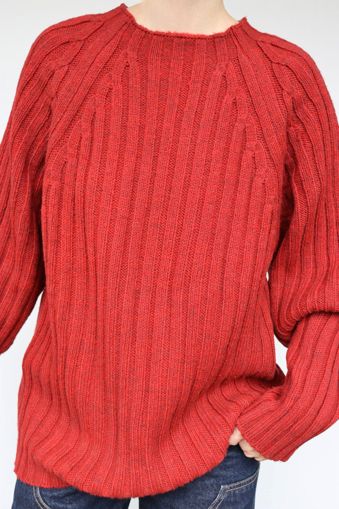The Red Raglan - vintage knitted sweater - S up to XL