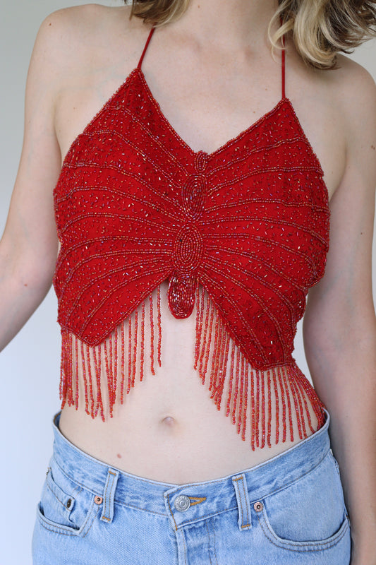 The Sparkling Butterfly - sequin top - S up to M/L