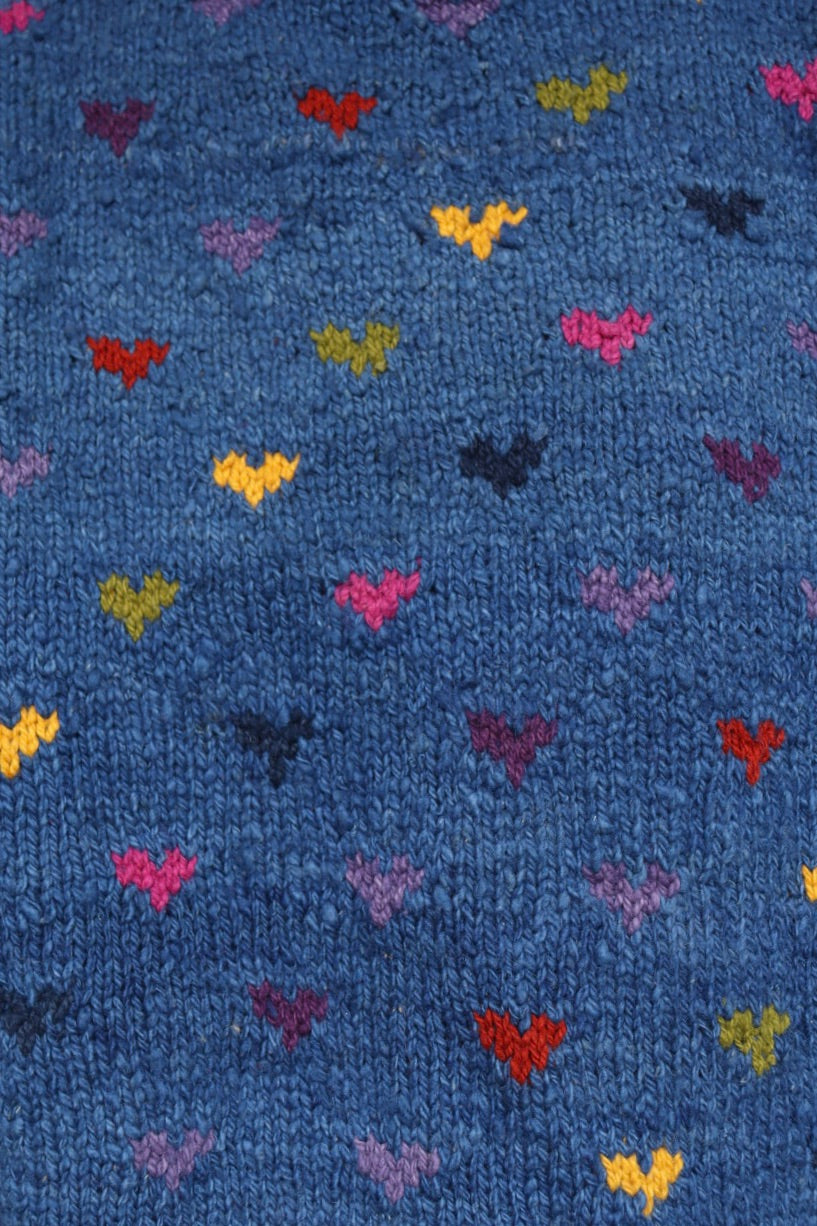 The Blue Hearts - vintage hand-knitted sweater - S up to L