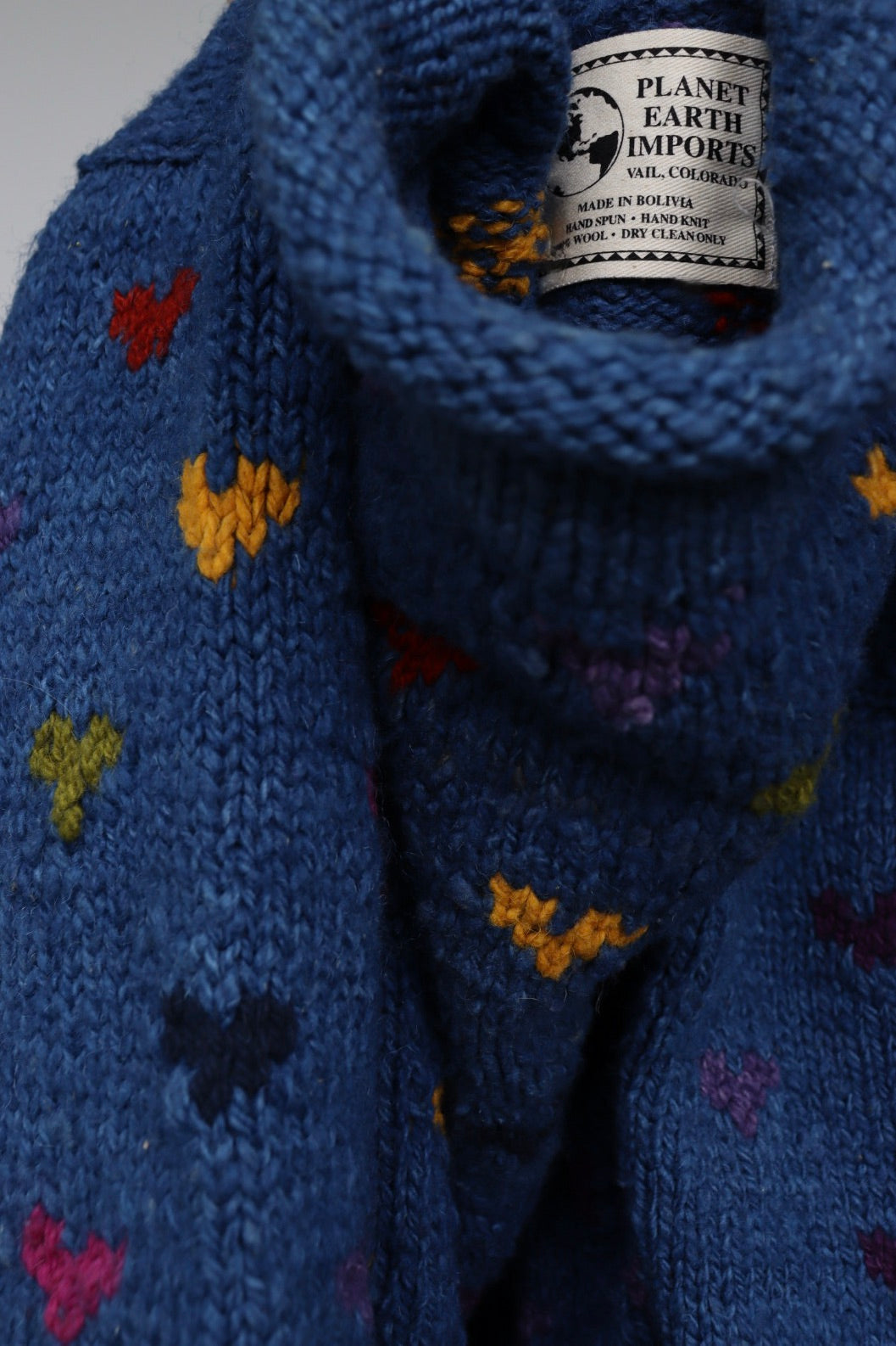 The Blue Hearts - vintage hand-knitted sweater - S up to L