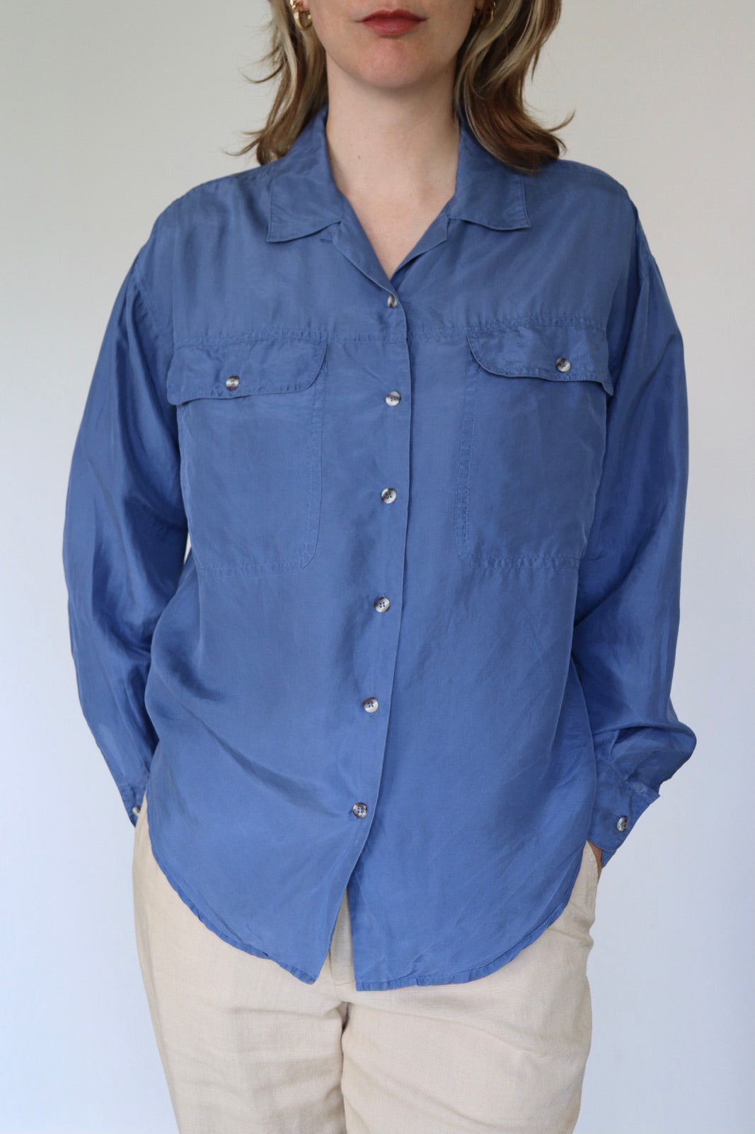 The Silk Sky - silk blouse - S up to L
