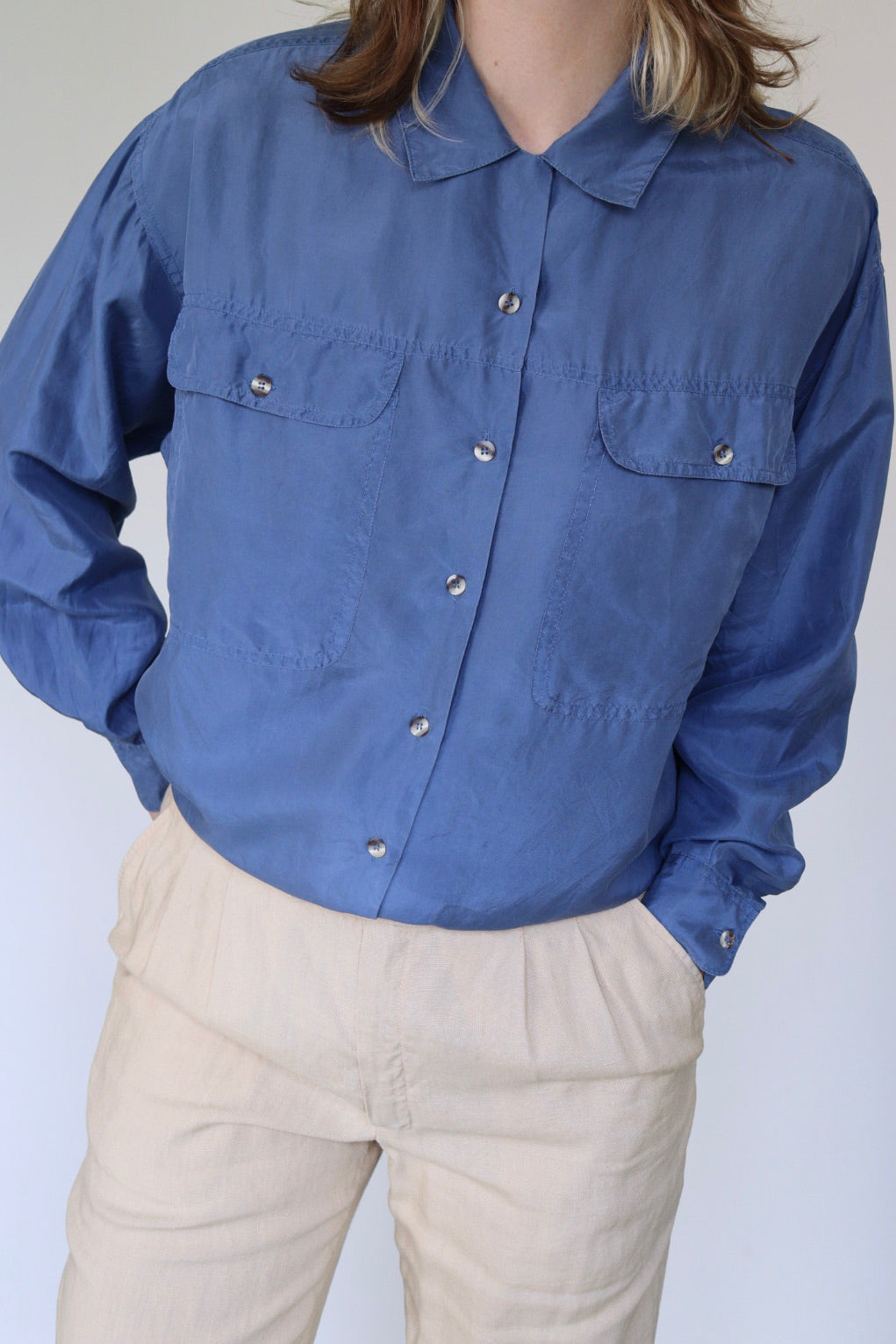 The Silk Sky - silk blouse - S up to L