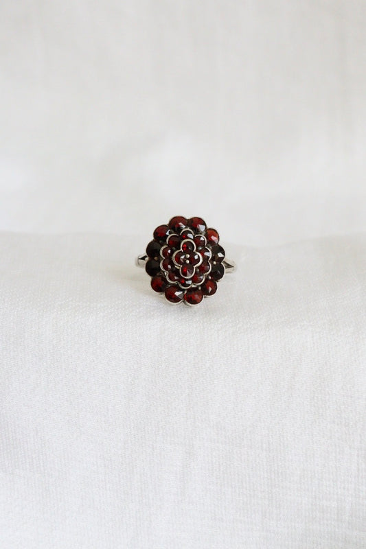 The Red Garnets - vintage silver ring