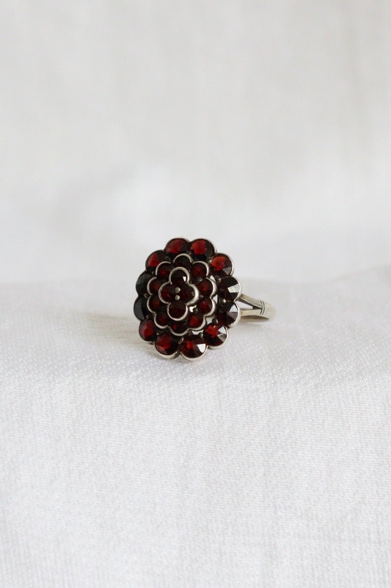 The Red Garnets - vintage silver ring
