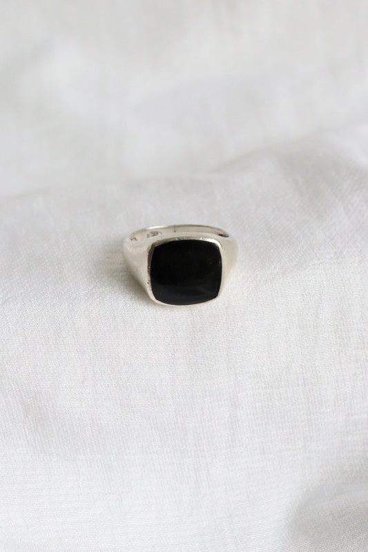 The Black Signet - vintage silver ring