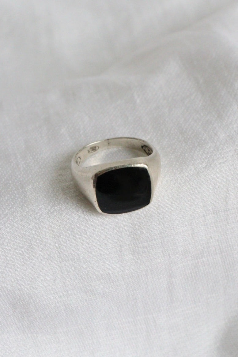 The Black Signet - vintage silver ring