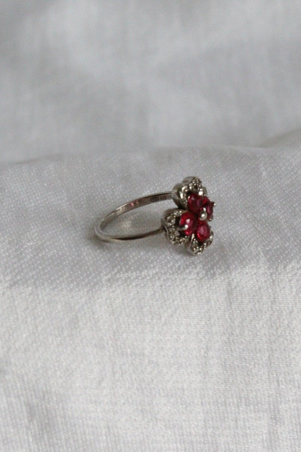 The Pink Clover - silver ring
