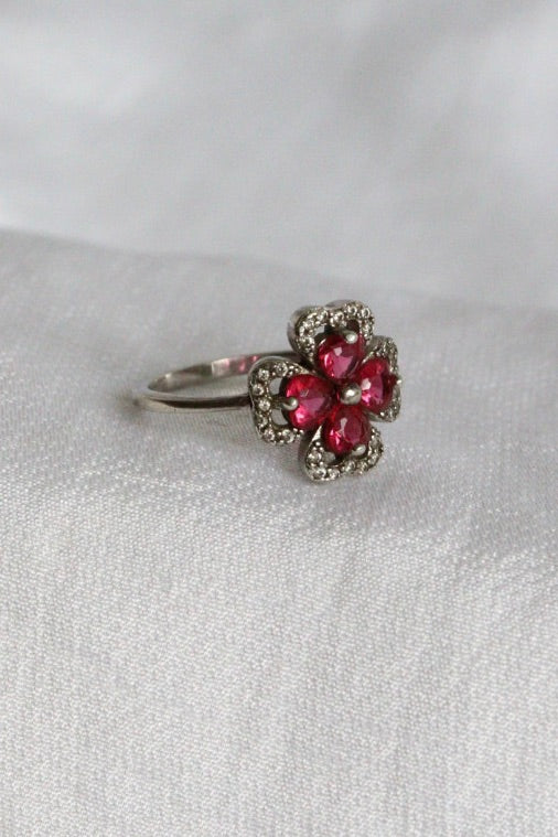 The Pink Clover - silver ring