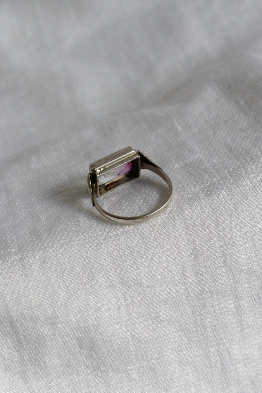 The Rectangular rainbow - vintage silver ring