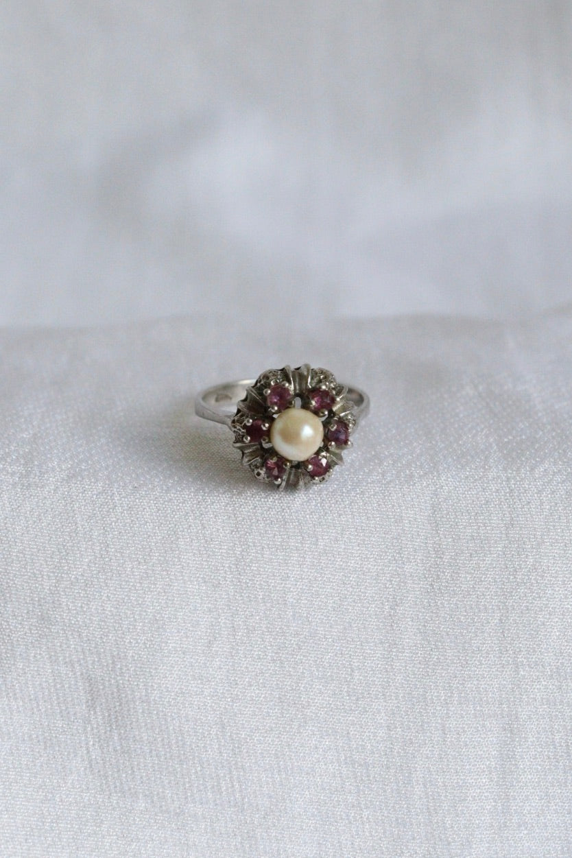 The Pearls Rosette - vintage silver ring
