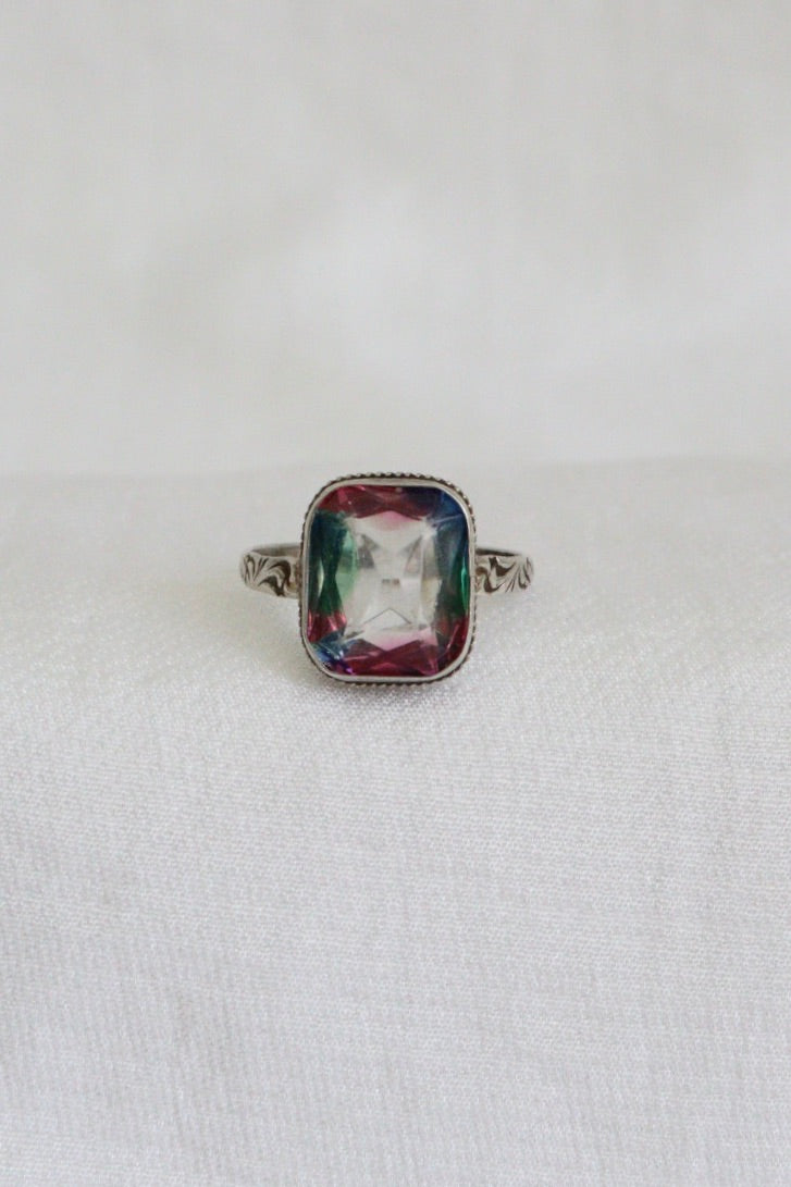 The Iris Glass - vintage silver ring