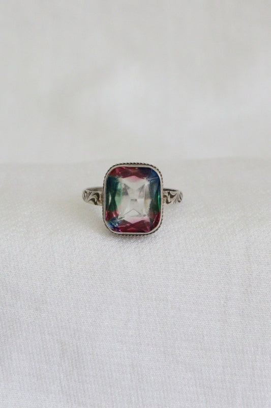 The Iris Glass - vintage silver ring