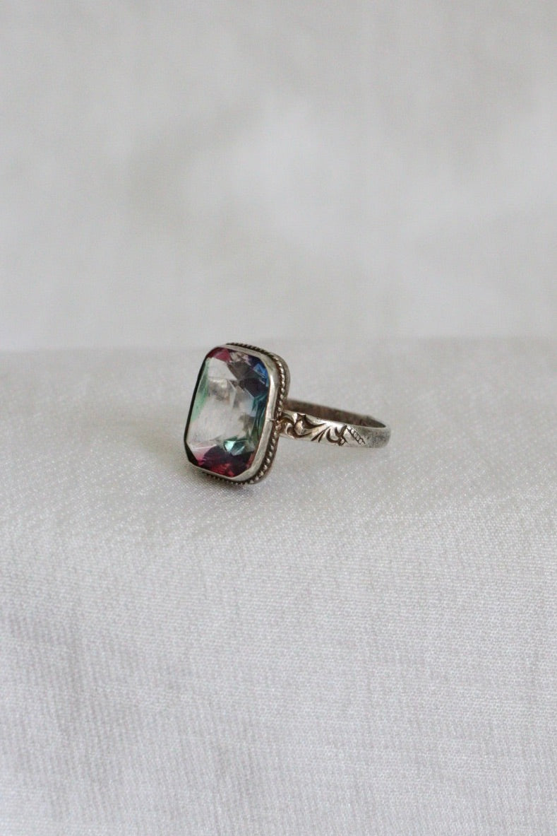 The Iris Glass - vintage silver ring