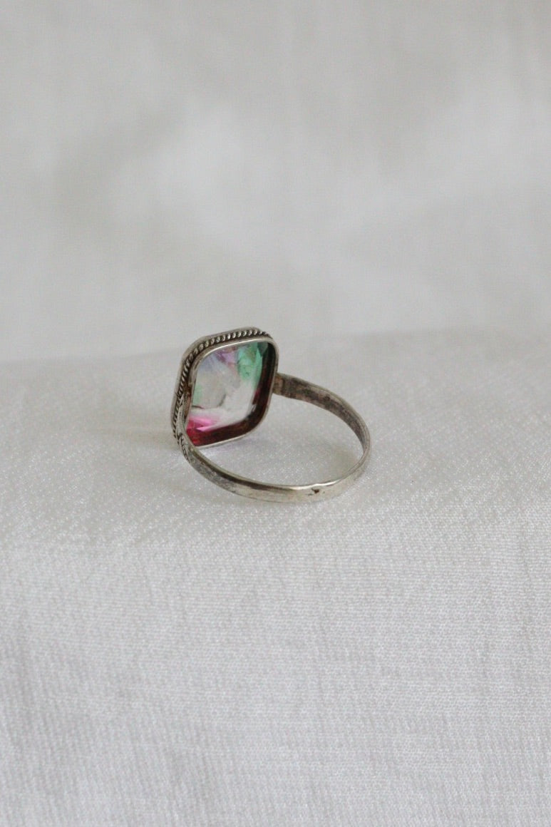 The Iris Glass - vintage silver ring