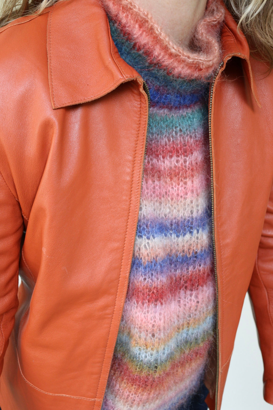 The Dark Tangerine - leather jacket - S up to M