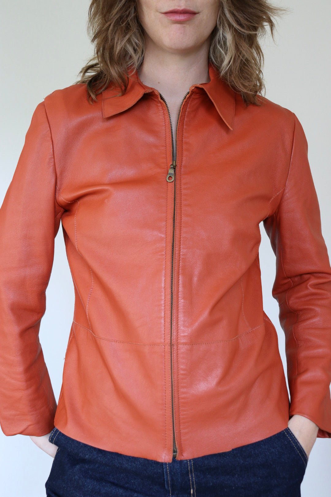 The Dark Tangerine - leather jacket - S up to M