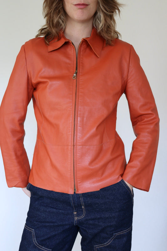 The Dark Tangerine - leather jacket - S up to M