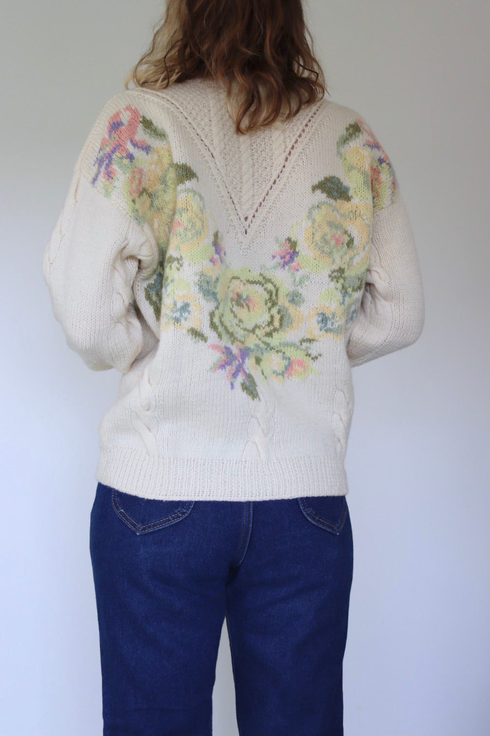 The Pastel Flowers - knitted sweater - S up to M/L