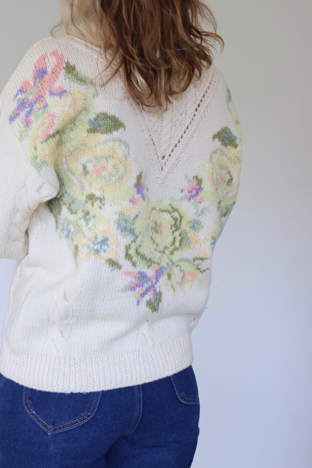 The Pastel Flowers - knitted sweater - S up to M/L