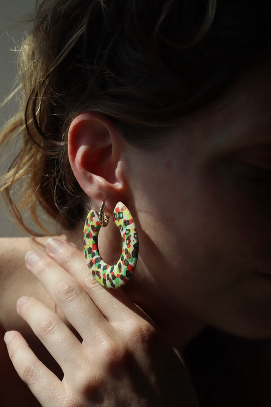 The Pattern Hoop - retro earrings L
