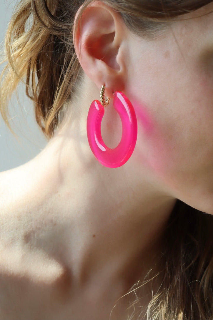 The Chunky Pink - retro earrings L