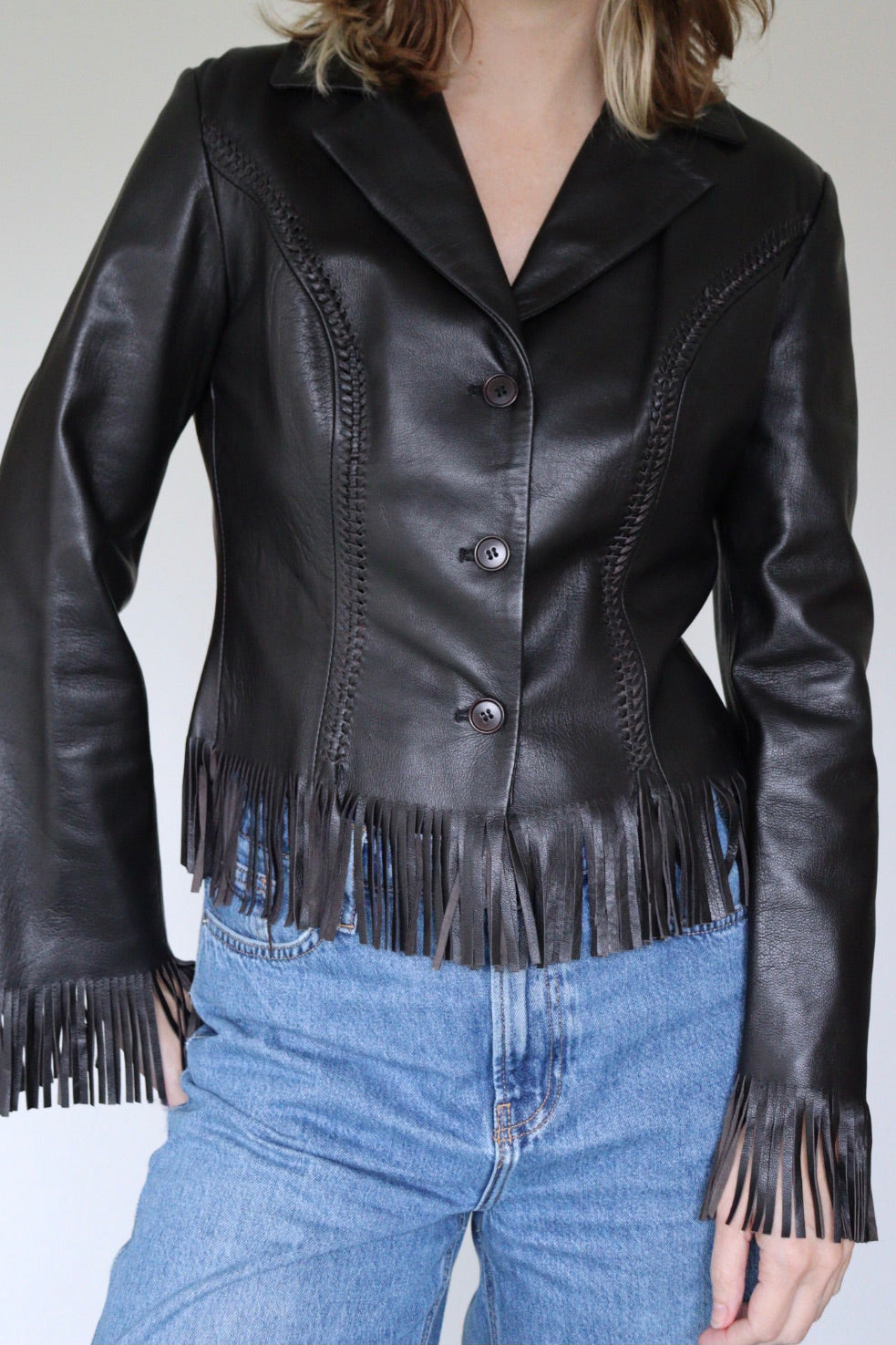 The Umber Fringe - leather jacket - S up to M