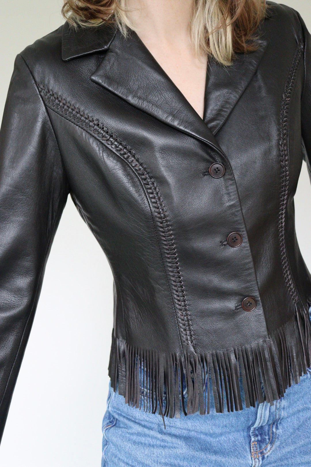 The Umber Fringe - leather jacket - S up to M