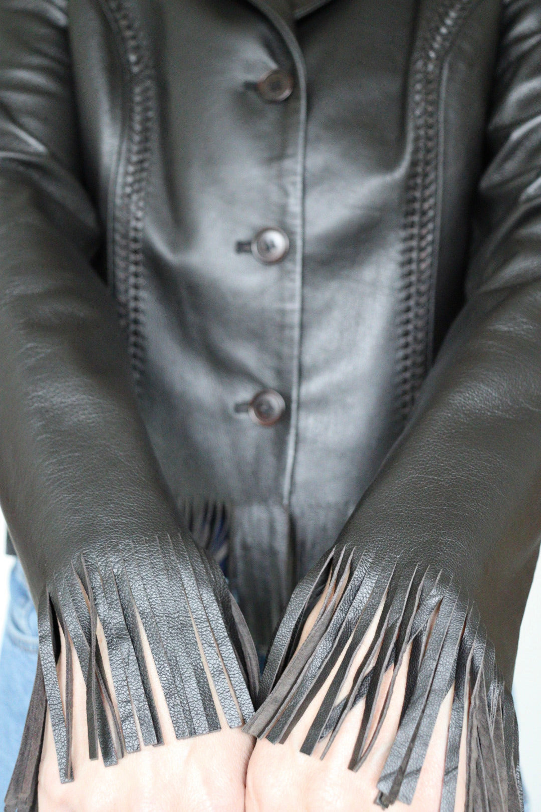 The Umber Fringe - leather jacket - S up to M
