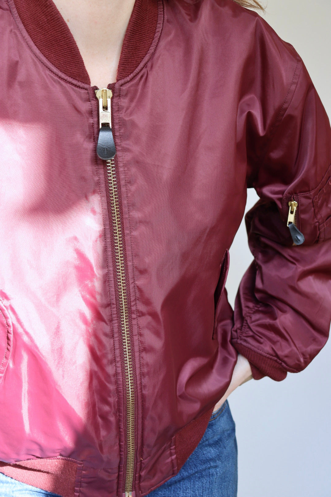 The Bordeaux & Orange - bomber jacket - S up to M/L
