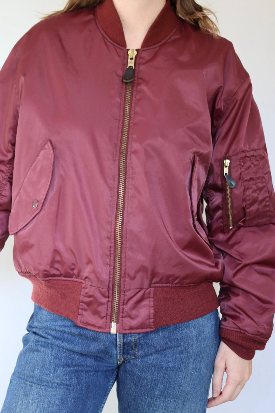 The Bordeaux & Orange - bomber jacket - S up to M/L
