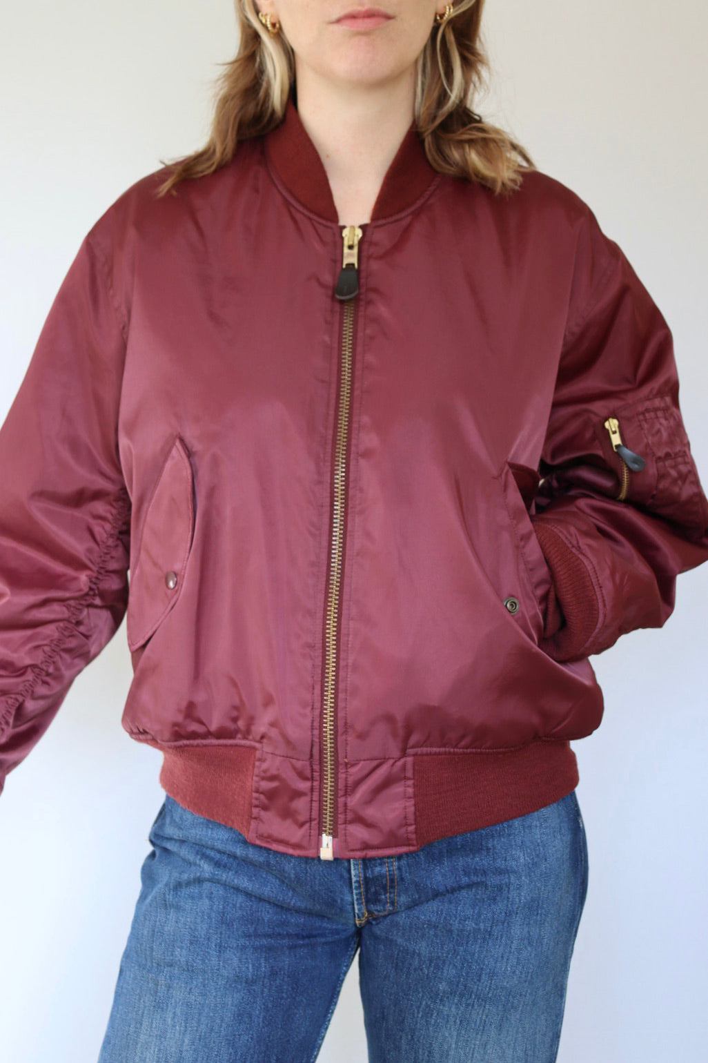 The Bordeaux & Orange - bomber jacket - S up to M/L