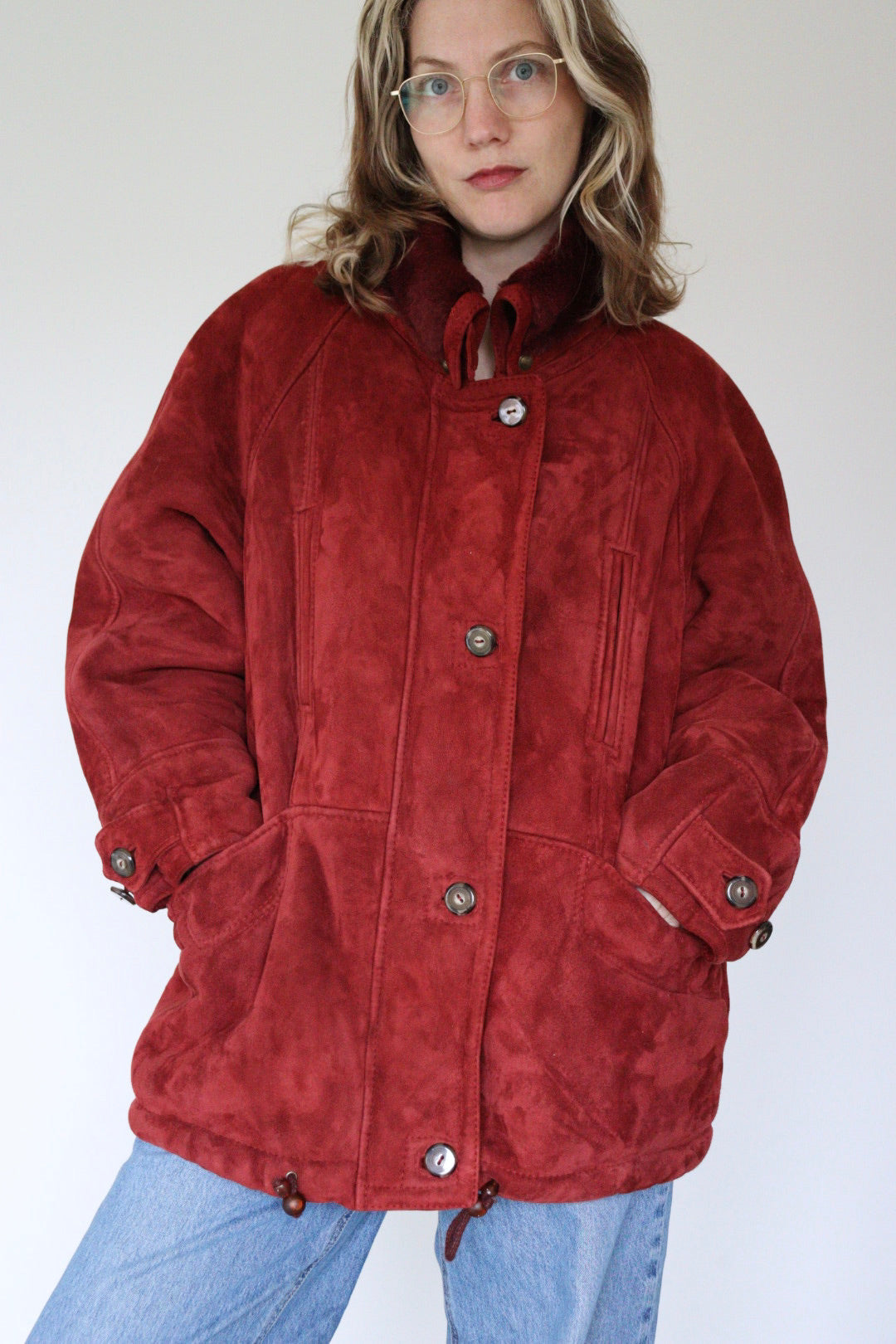 The Warm Maroon - shearling / lammy jacket - S up to L