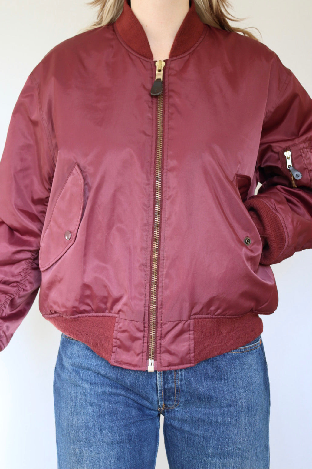 The Bordeaux & Orange - bomber jacket - S up to M/L