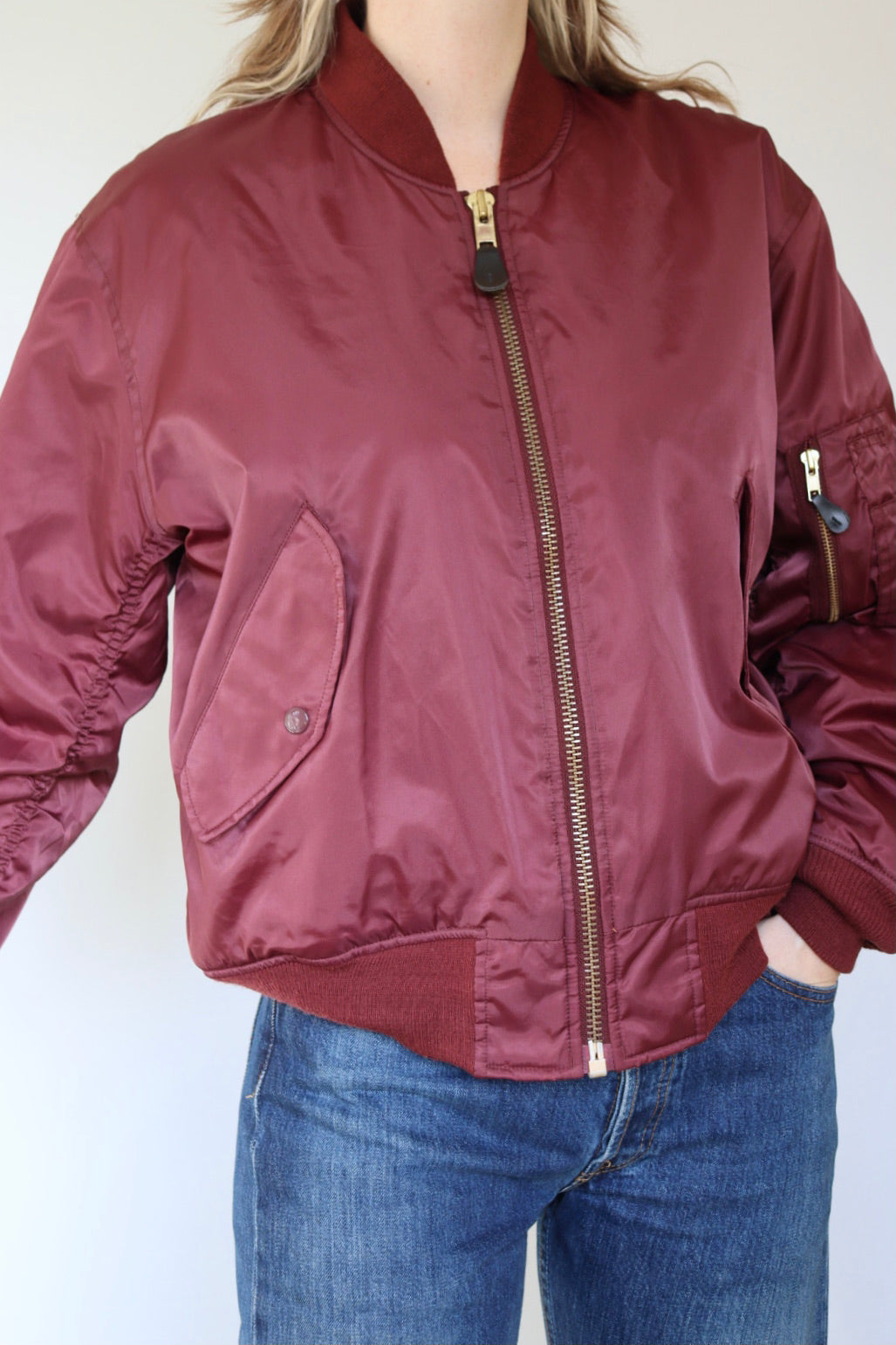 The Bordeaux & Orange - bomber jacket - S up to M/L