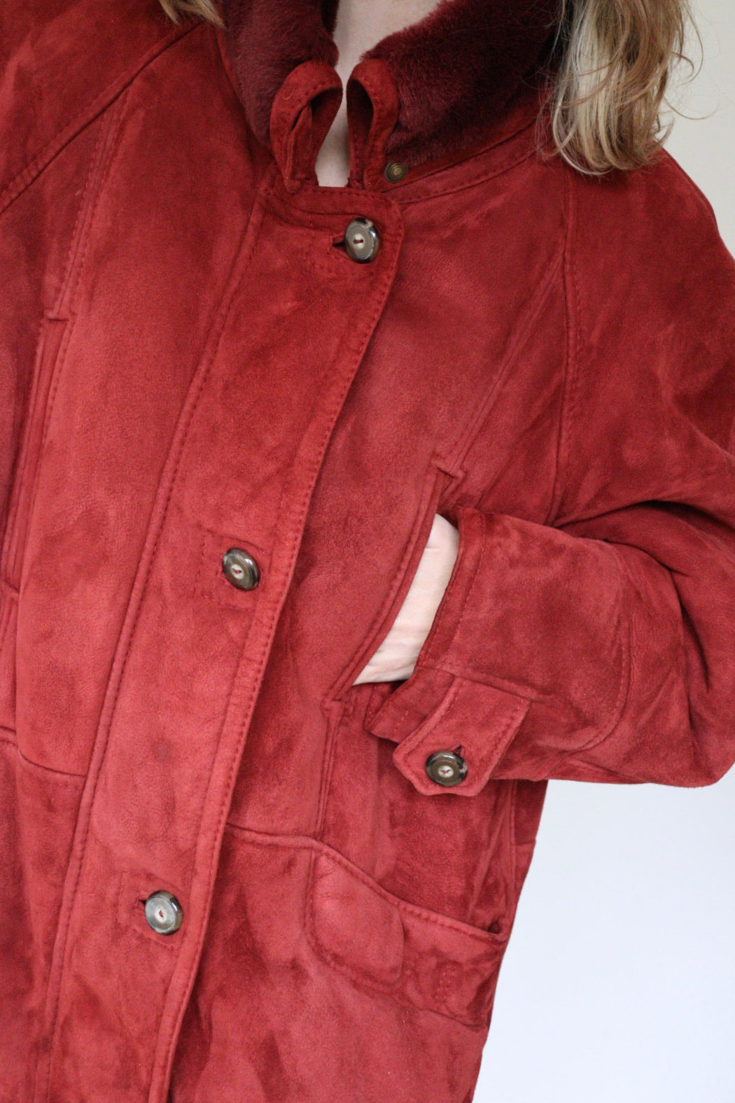 The Warm Maroon - shearling / lammy jacket - S up to L