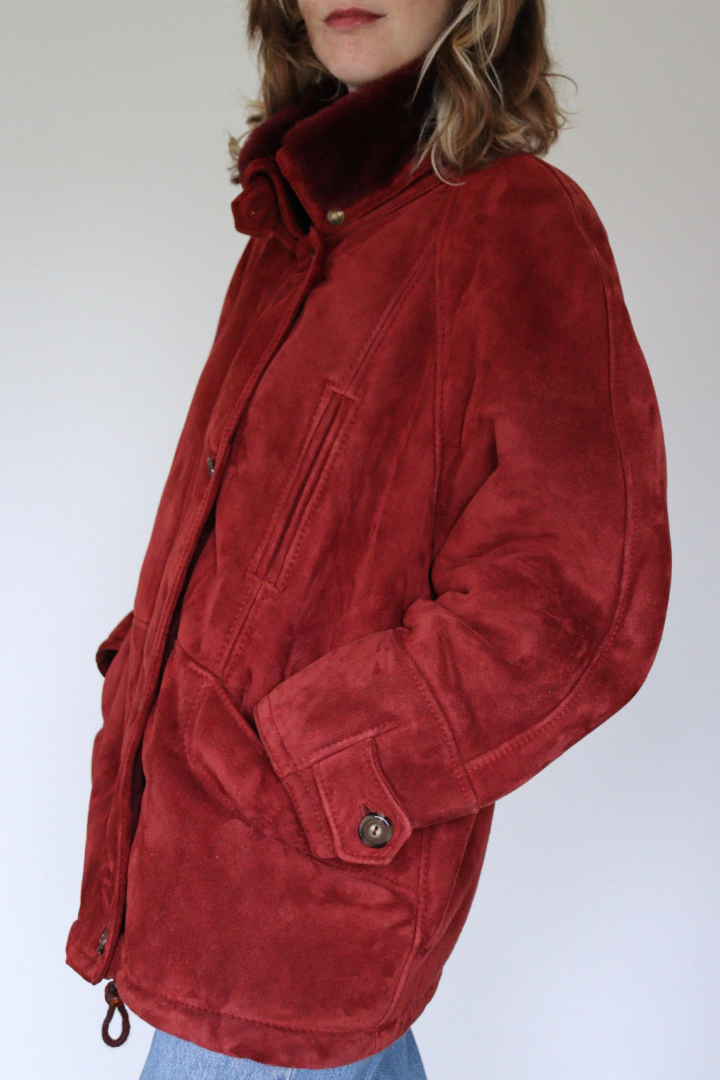 The Warm Maroon - shearling / lammy jacket - S up to L