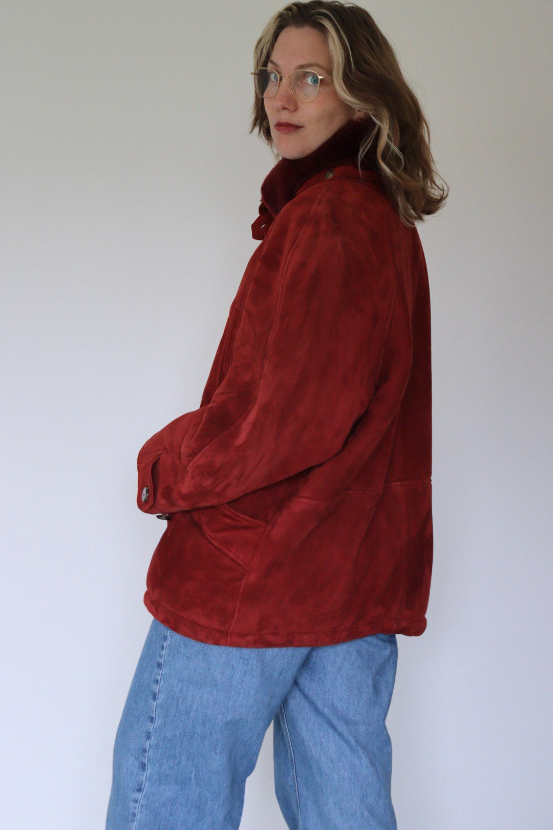 The Warm Maroon - shearling / lammy jacket - S up to L
