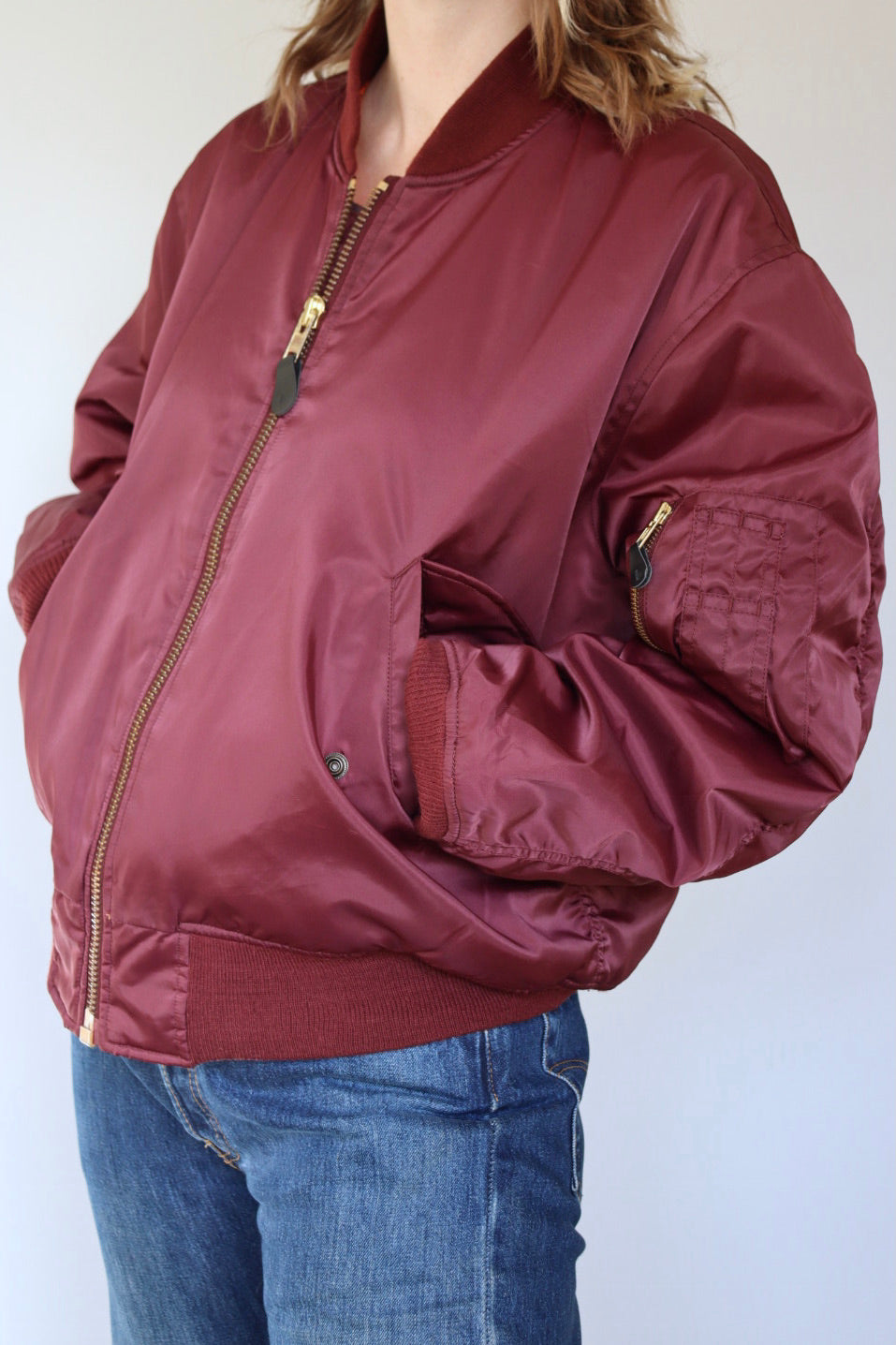 The Bordeaux & Orange - bomber jacket - S up to M/L