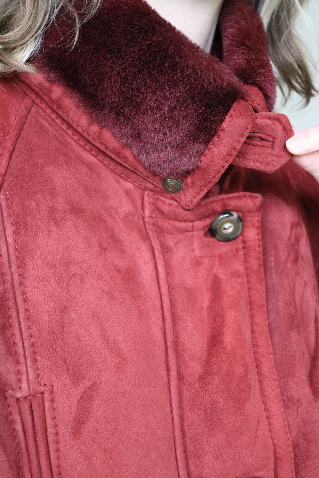 The Warm Maroon - shearling / lammy jacket - S up to L